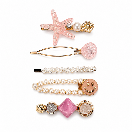Pink Starfish & Pearl Hair Accessory Set