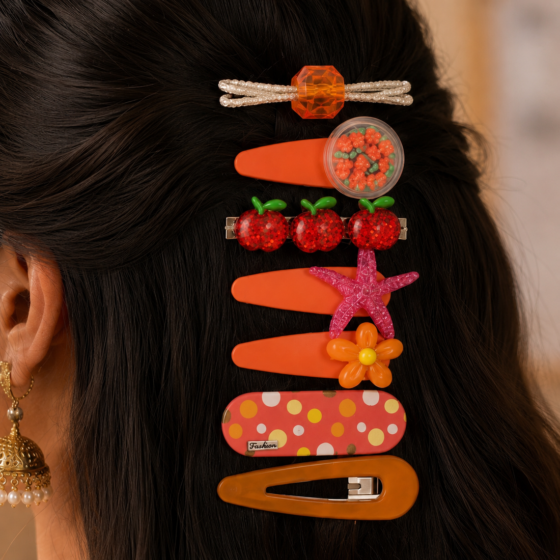 Sunny Orange Hairclips Set