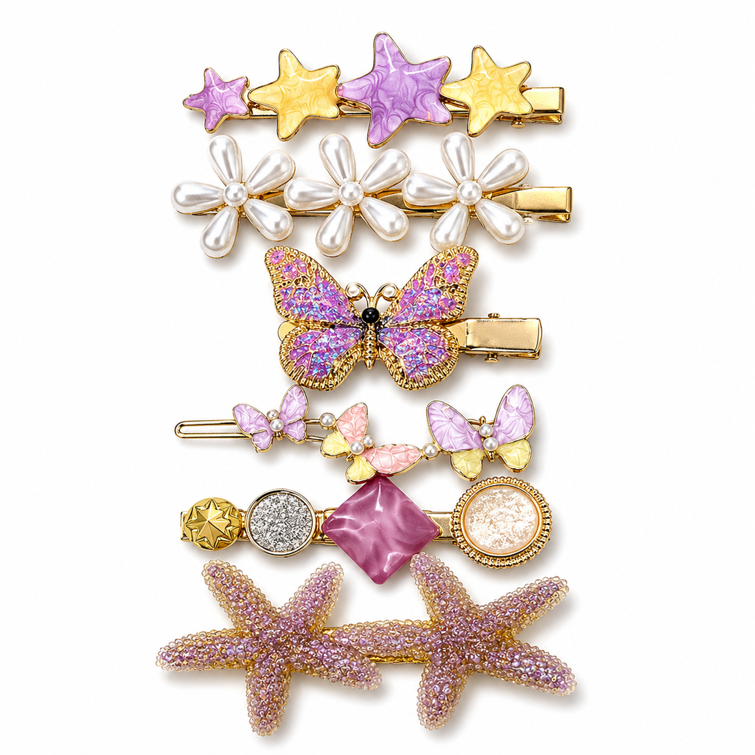 Purple Velvet Hairclips Set