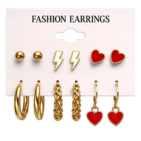 Valentine love heart studs and huddies set