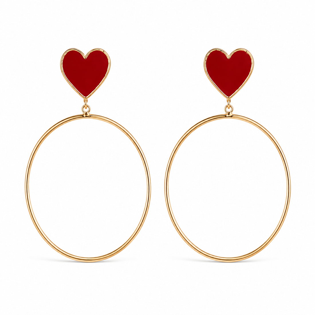 Red Heart Hoop Earrings