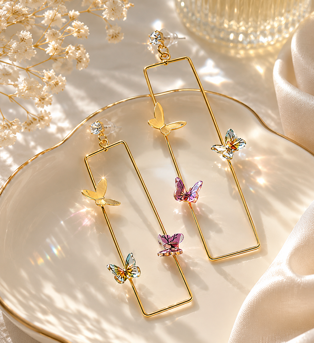 Golden Butterfly Frame Earrings