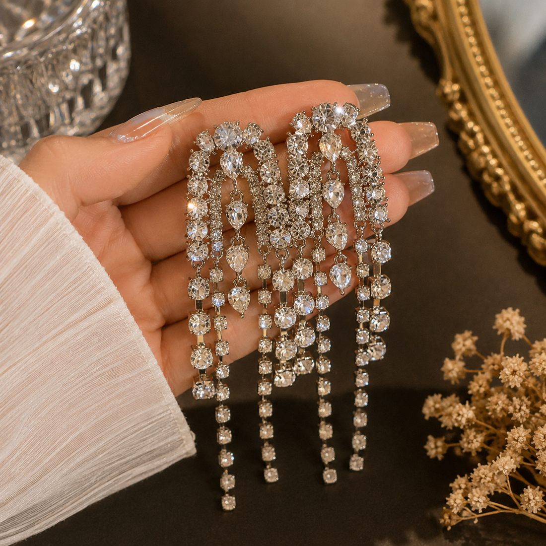 Celestia Multi-Layer Crystal Cascade Earrings