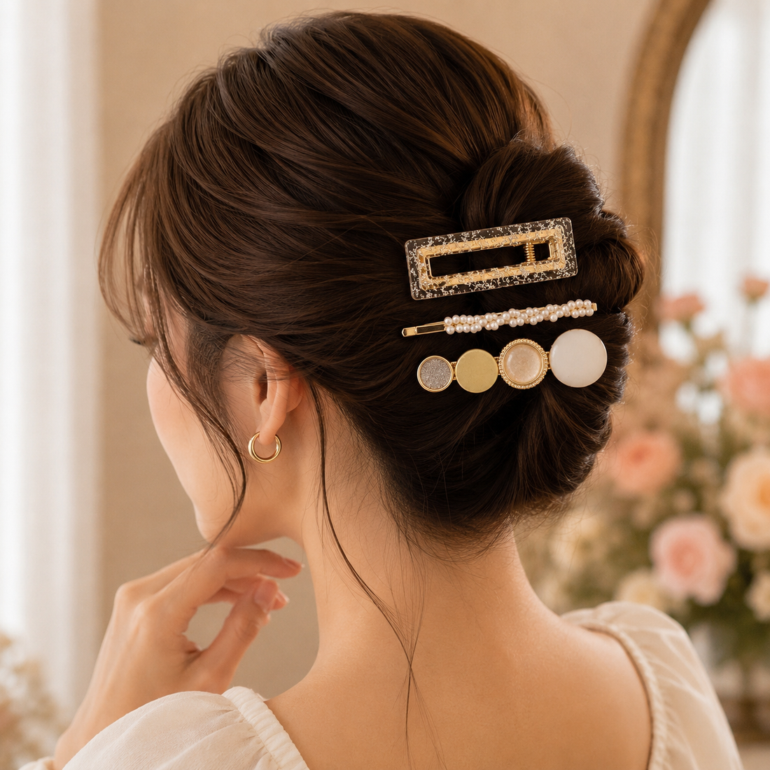 White Pearl Hair Clip Trio