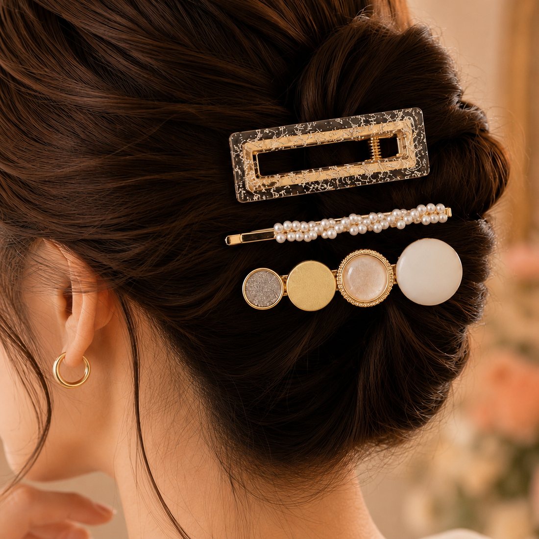 White Pearl Hair Clip Trio