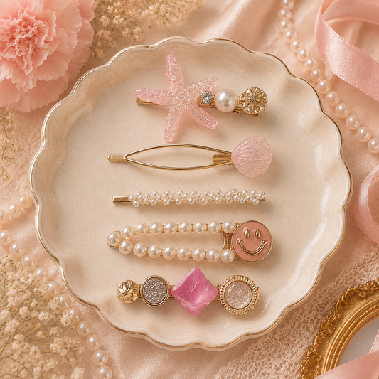 Pink Starfish & Pearl Hair Accessory Set