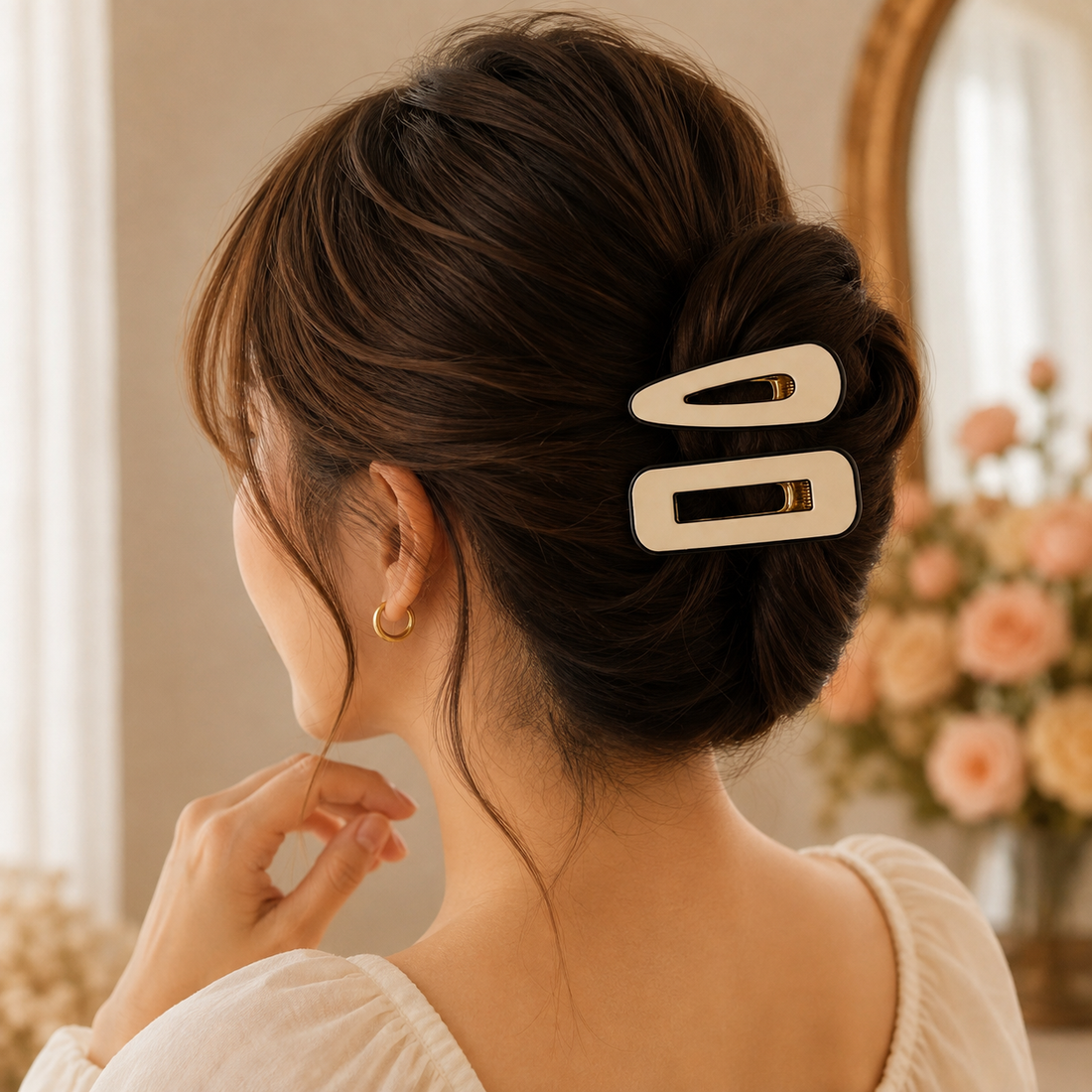 Monochrome Hairclips set - Beige