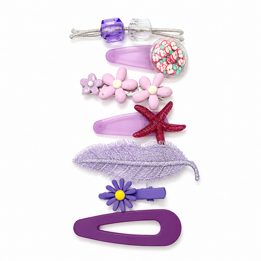 Purple Daisy Hairclips Set