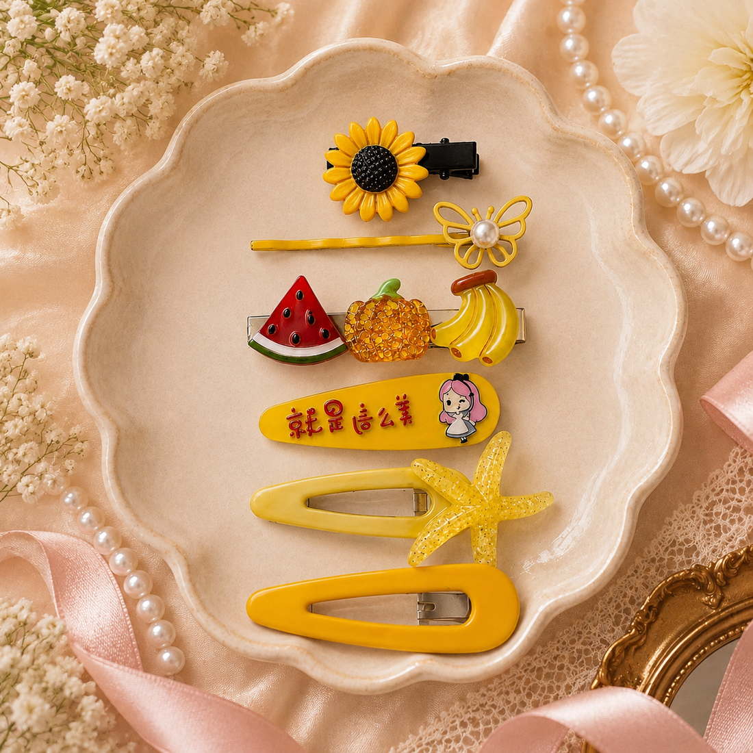 Lemon Drop Hairclips Set