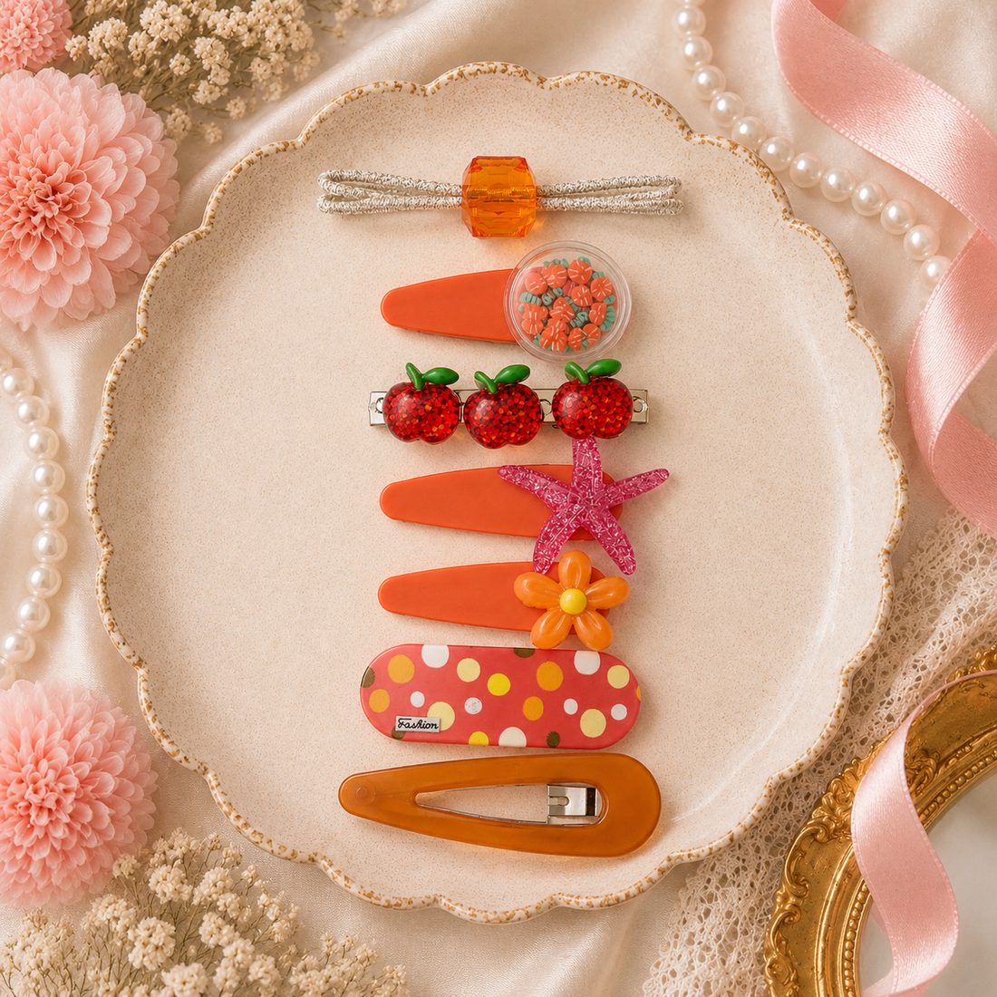 Sunny Orange Hairclips Set