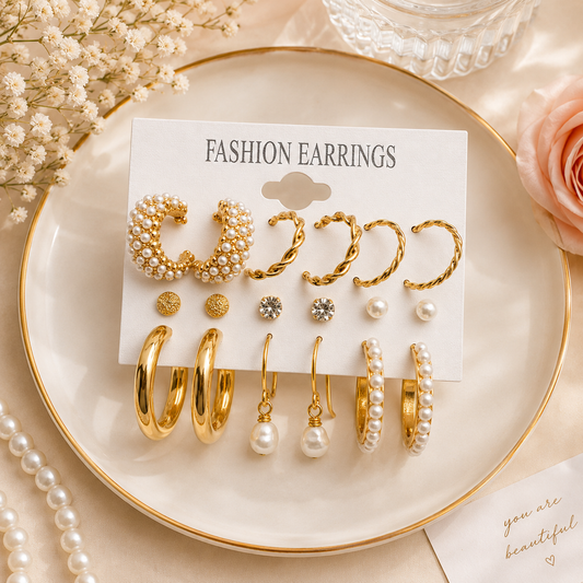 Pearl everyday golden hoops