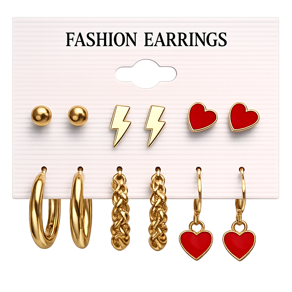 Valentine love heart studs and huddies set