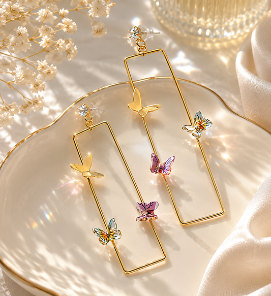 Golden Butterfly Frame Earrings