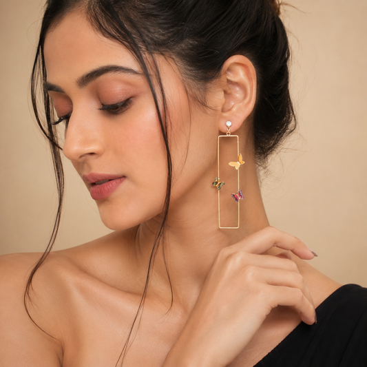 Golden Butterfly Frame Earrings