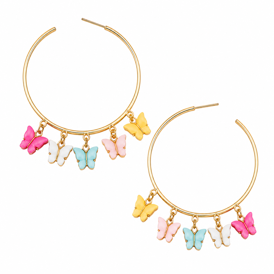 Pastel Butterfly Flutter Hoop Earrings