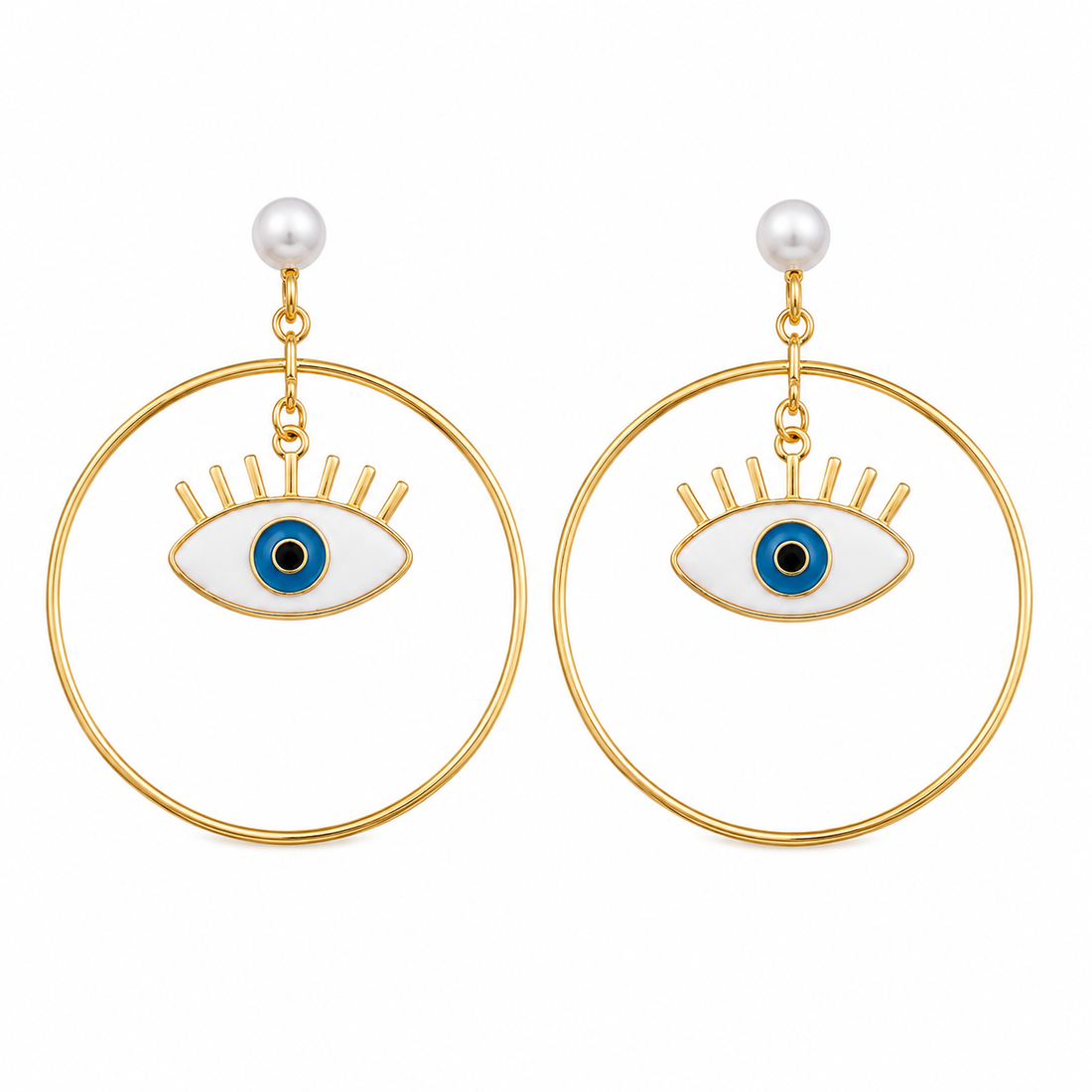 Aura Gold Evil Eye Hoop Earrings