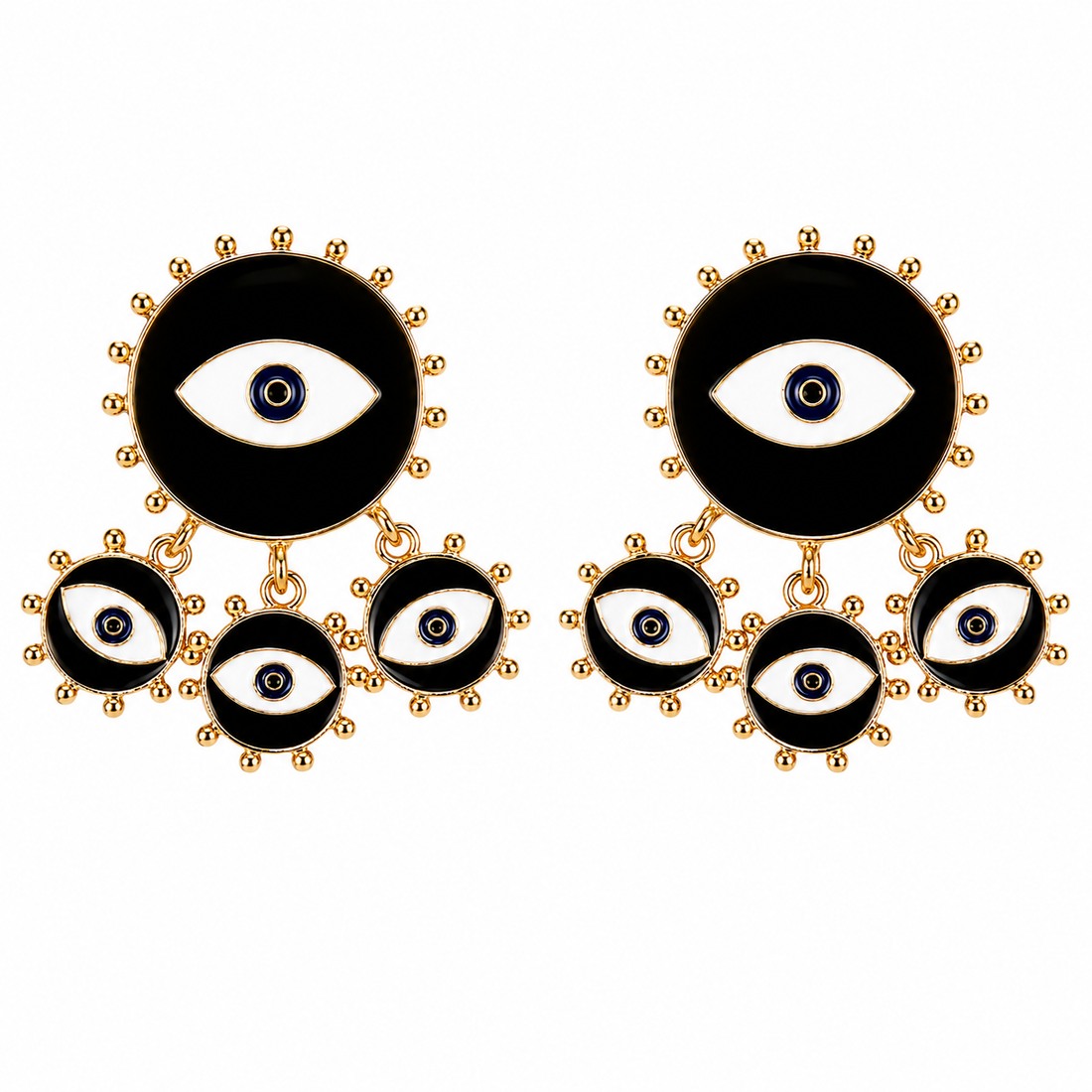Midnight Black Evil Eye Chandelier Earrings