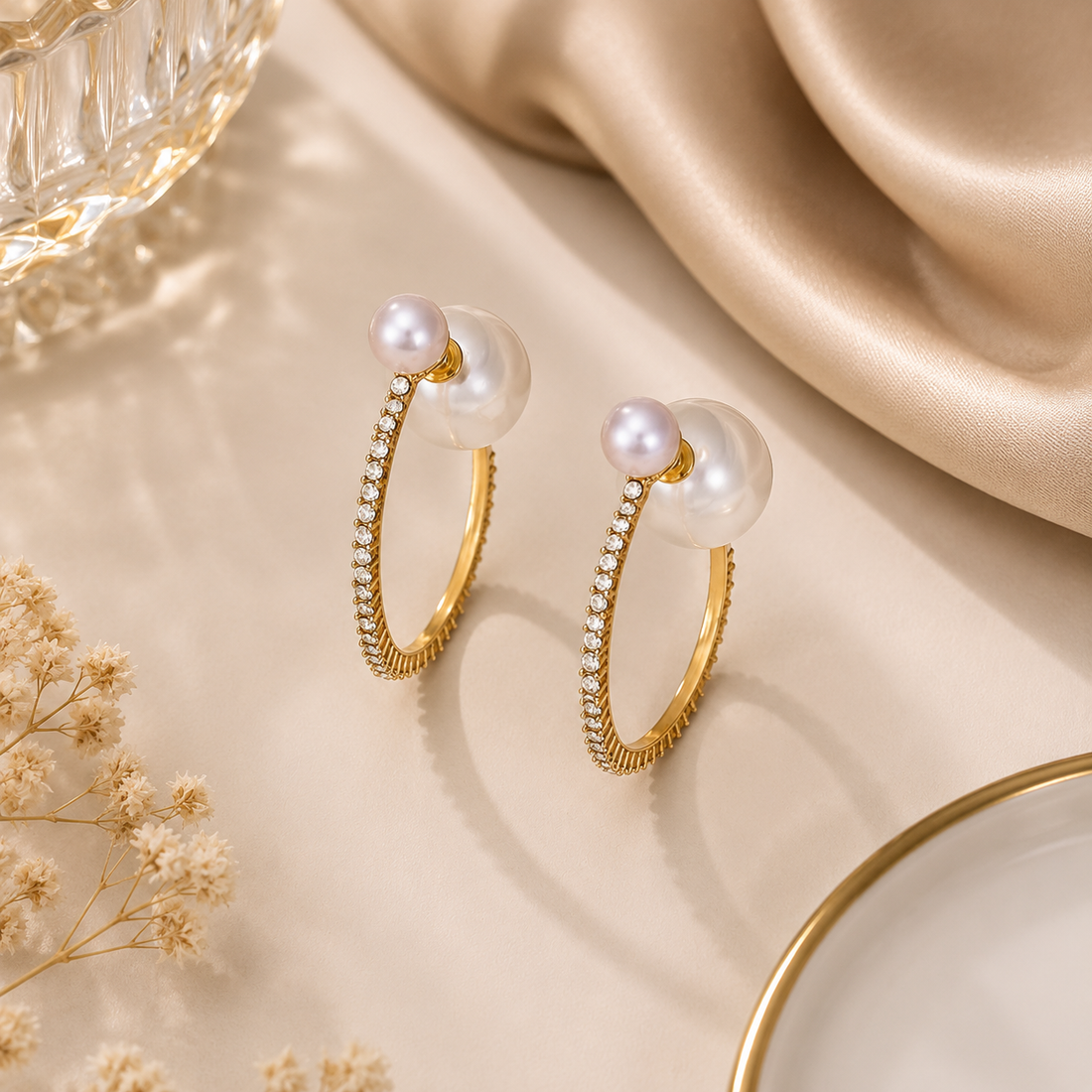 Pearl Luna Hoops
