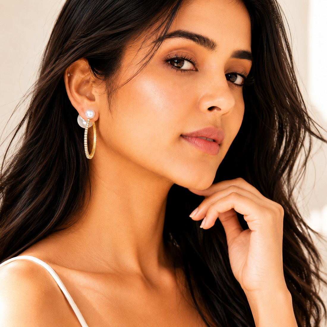 Pearl Luna Hoops