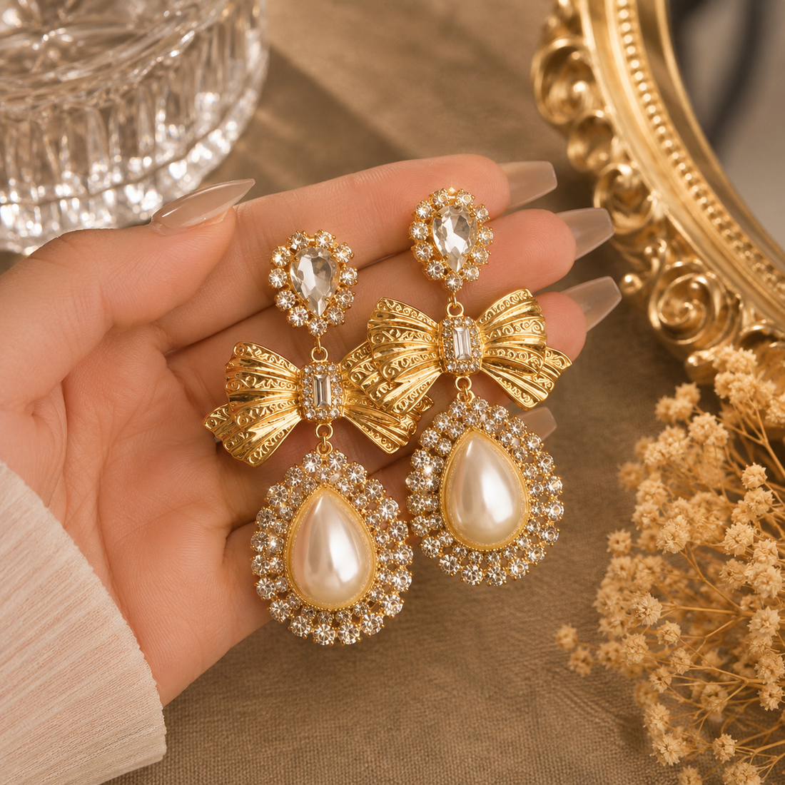 Regalia Vintage Pearl Bow Earrings