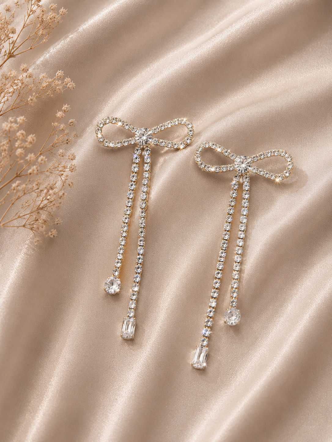 Elara Crystal Bow Drop Earrings