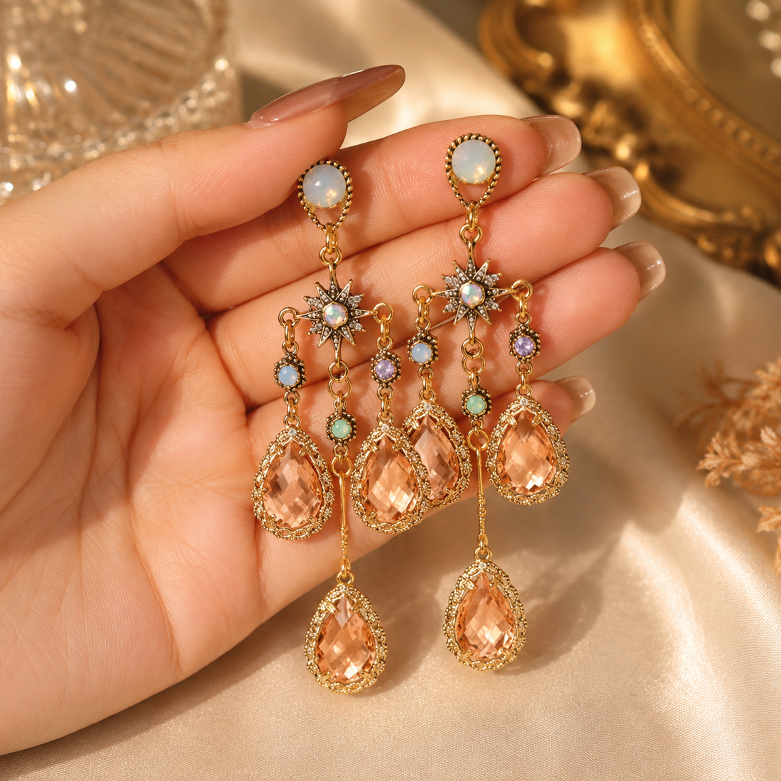 Celestial Chandelier Crystal Drop Earrings