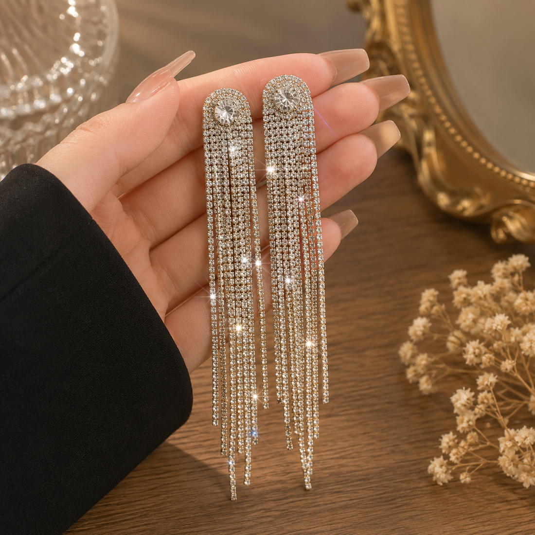 Aurora Gold Crystal Waterfall Earrings
