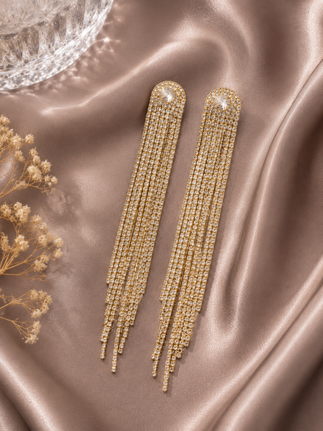Aurora Gold Crystal Waterfall Earrings