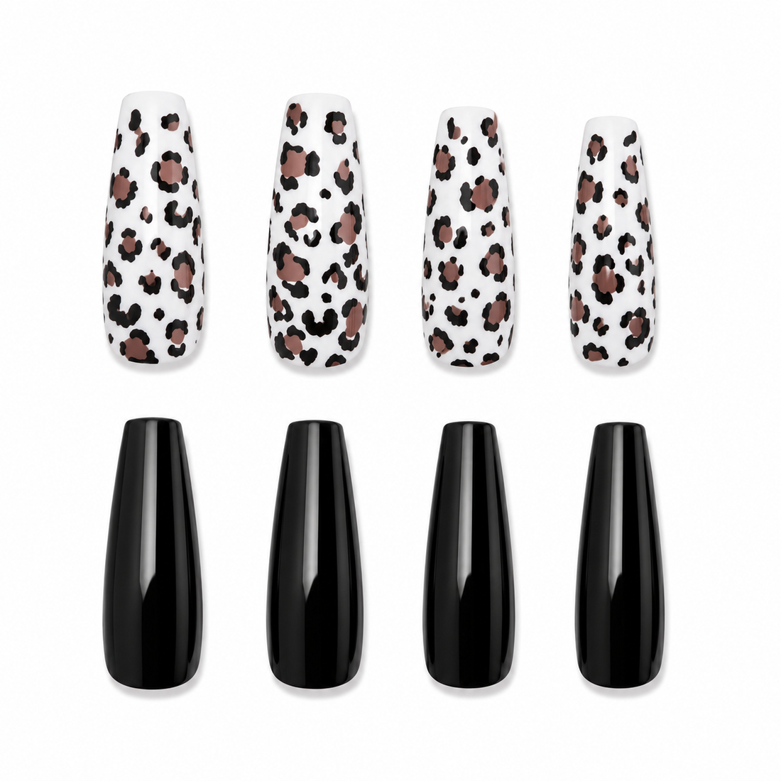 Obsidian Glitz Black & White Print Press-On Nails