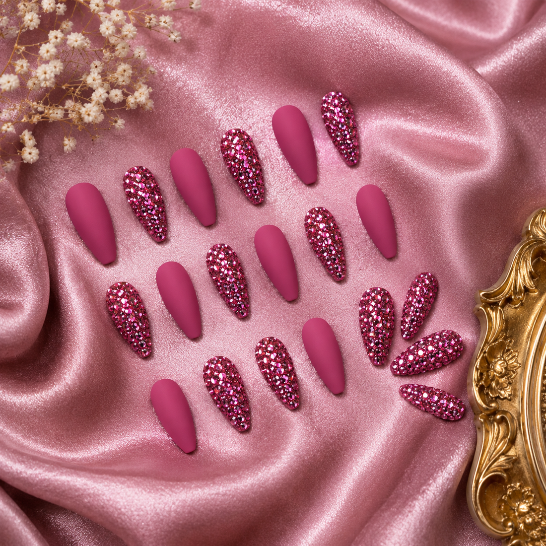 Plum Illusion Glitter Press-On Nails